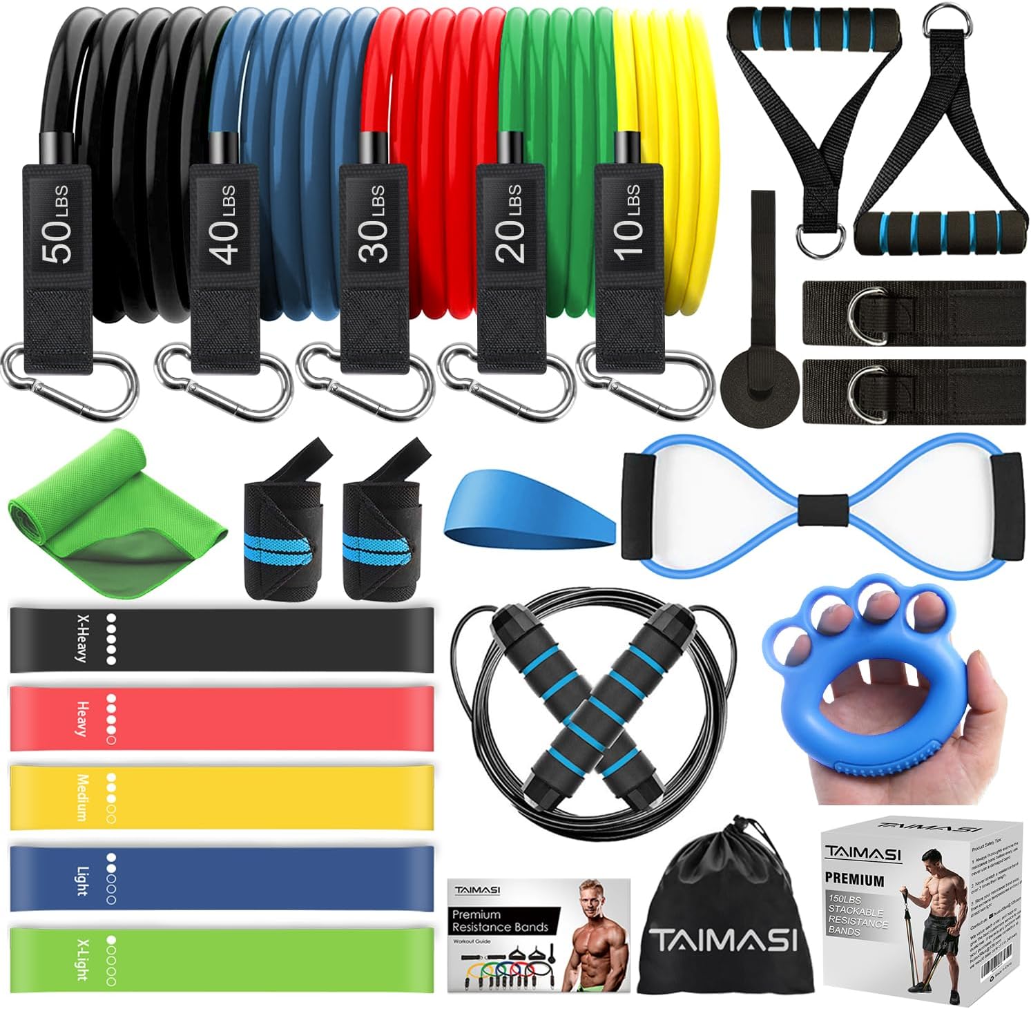 23Pcs Stackable Resistance Bands Set with Handles Up to 1...