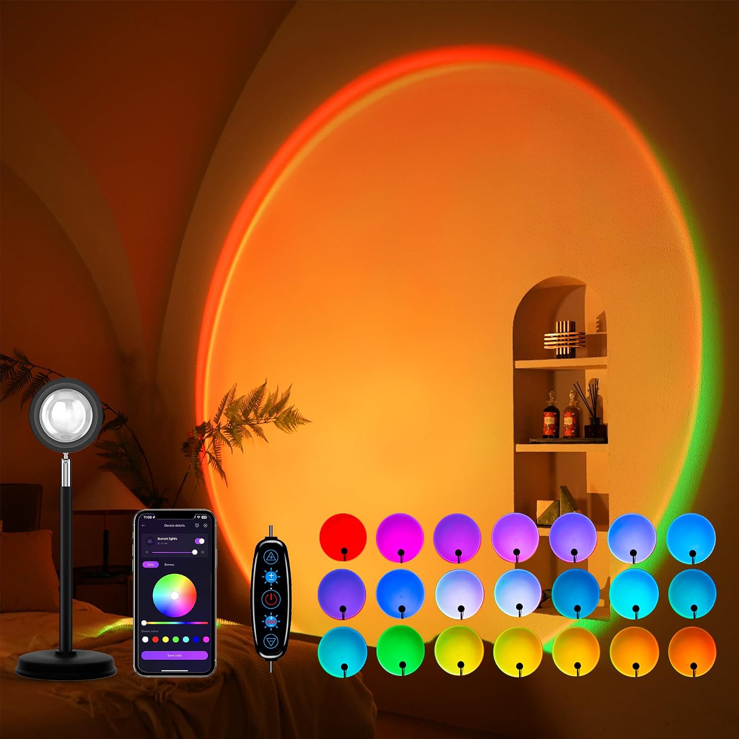 Tsrarey sunset lamp projector with rotating head